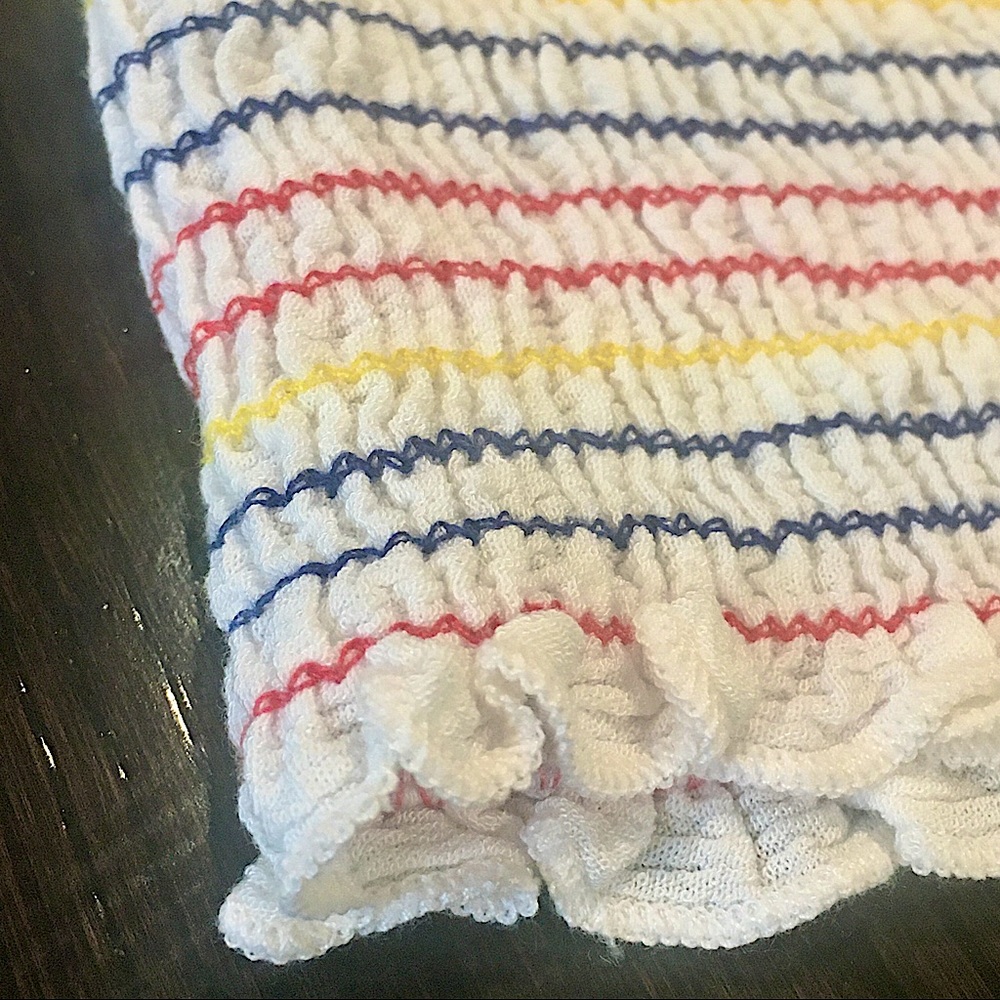 Sunset + Spring Off Shoulder Striped Smocked Crop - Picture 8 of 13